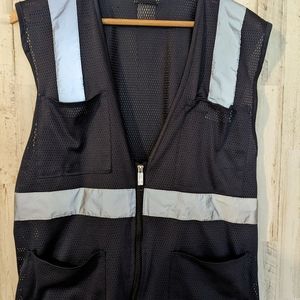 Safety First  Vest High Visibility Reflective Blue And Silver Half Zip Size M